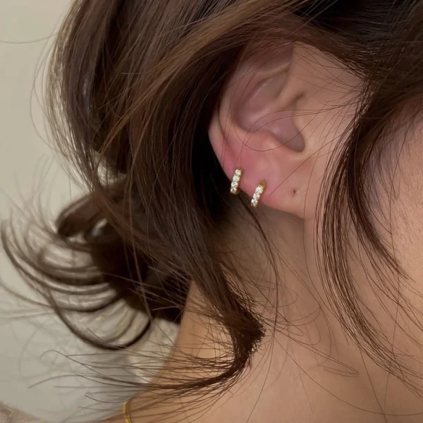 ต่างหูห่วง ต่างหูเงินแท้ ห่วงเพชร ขนาด 5, 6mm
