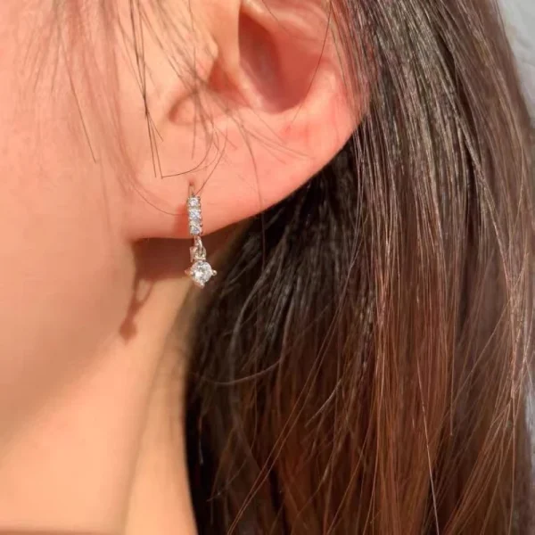 ต่างหูห่วง ต่างหูเงินแท้ ห่วงเพชรตุ้งติ้ง