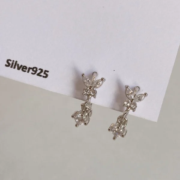 836b547670043058f07f3376b2dd6d29 ต่างหูห่วง ต่างหูเงินแท้ ห่วงผีเสื้อเพชร