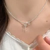 สร้อยโบว์หัวใจชมพู สร้อยคอเงินแท้