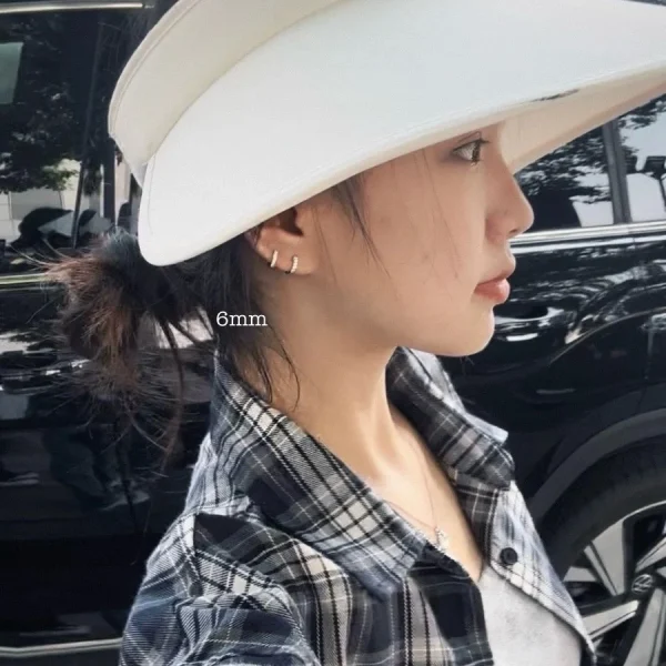 ต่างหูห่วง ต่างหูเงินแท้ ห่วงเพชร ขนาด 5, 6mm