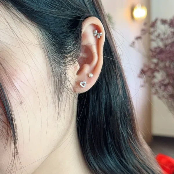 ต่างหูเงินแท้ จิว จิวเงินแท้ จิวหัวใจเพชร