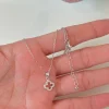 สร้อยโคลเวอร์เพชร สร้อยคอเงินแท้